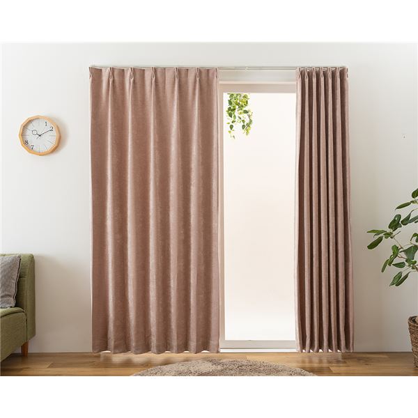 遮光カーテン 幅100cm×丈210cm 2枚 ローズ 2級遮光 洗える 日本製 無地 アジャスターフック タッセル付き カーテン リビング 遮光カーテン 幅100cm×丈210cm 2枚 ローズ 2級遮光 洗える 日本製 無地 アジャスターフック タッセル付き カーテン リビング