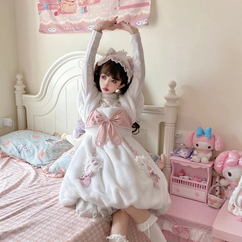 ニャープラネットロリータドレス秋冬厚手あったかかわいいぬいぐるみop 母の日