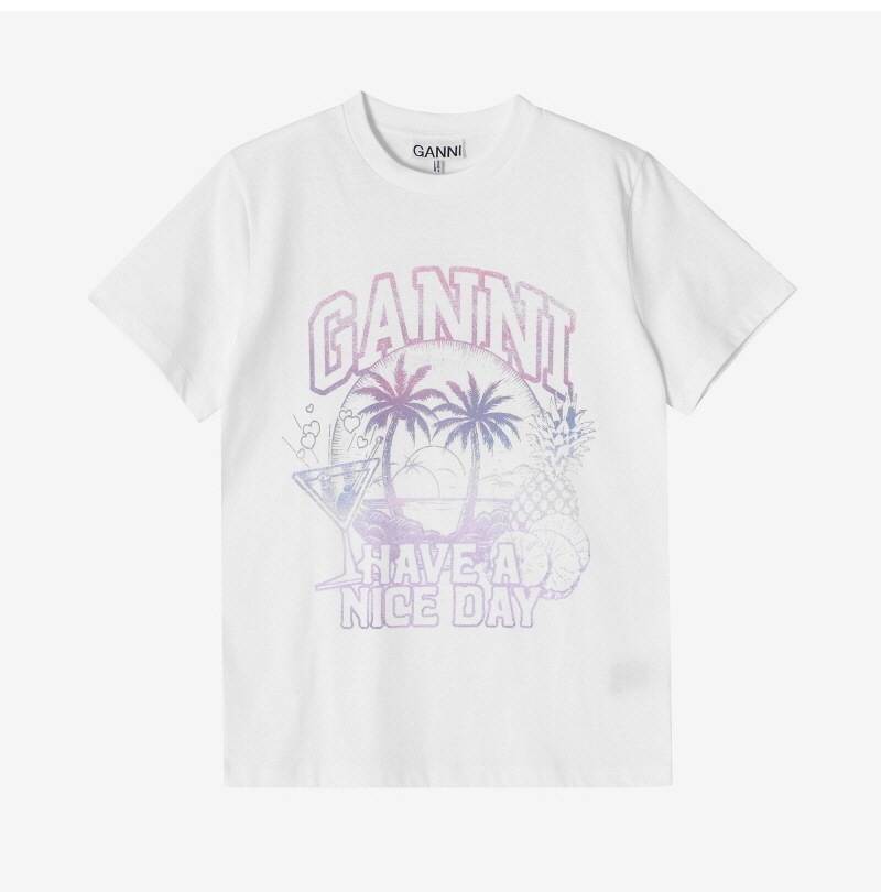 GANNI T3918 151 カクテル ロゴ Tシャツ