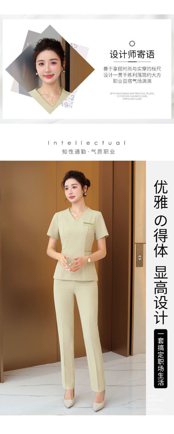 ユニフォーム エステ サロン通勤 レディース 女性 制服おしゃれ 半袖 七分袖 ジャケット 上下セッ-a039