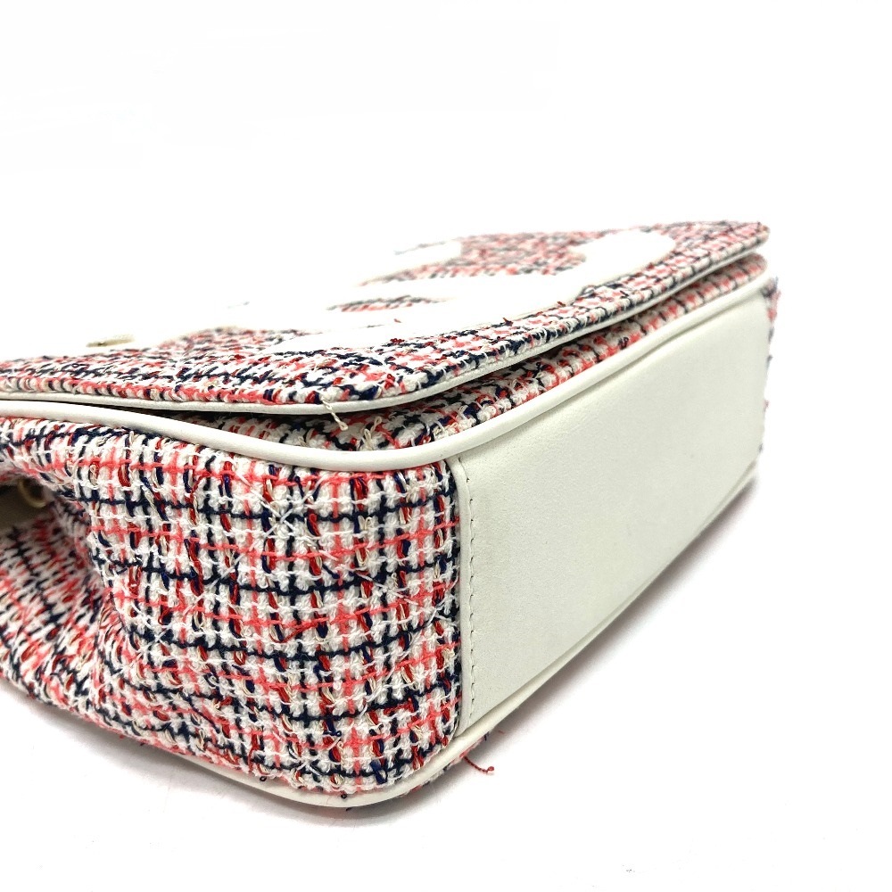 ショルダーバッグ フラップ ポシェット CC ココマーク カバン チェーン レザー ホワイトレッド ショルダーバッグ フラップ ポシェット CC ココマーク カバン チェーン レザー ホワイトレッド