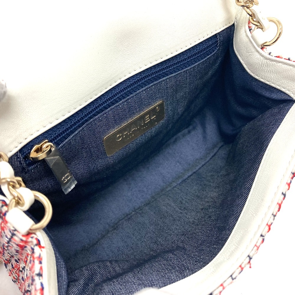 ショルダーバッグ フラップ ポシェット CC ココマーク カバン チェーン レザー ホワイトレッド ショルダーバッグ フラップ ポシェット CC ココマーク カバン チェーン レザー ホワイトレッド