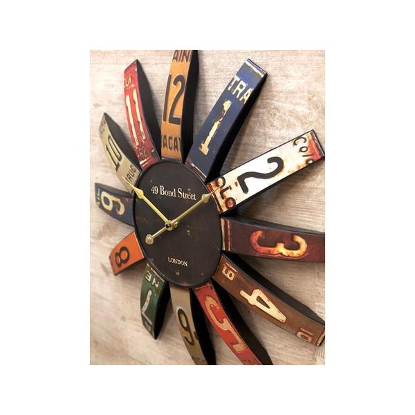 掛け時計 壁掛時計 円形 丸型 おしゃれ インダストリアル レトロ カジュアル アメリカン 西海岸 ナンバープレート デザイン モチーフ