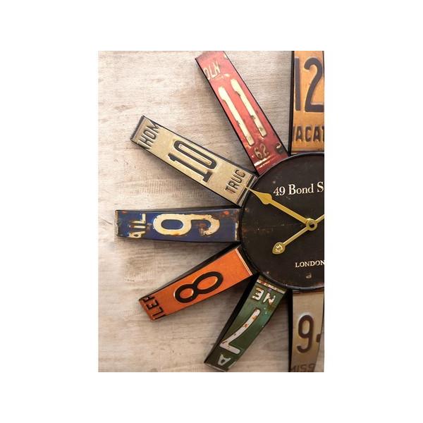 掛け時計 壁掛時計 円形 丸型 おしゃれ インダストリアル レトロ カジュアル アメリカン 西海岸 ナンバープレート デザイン モチーフ