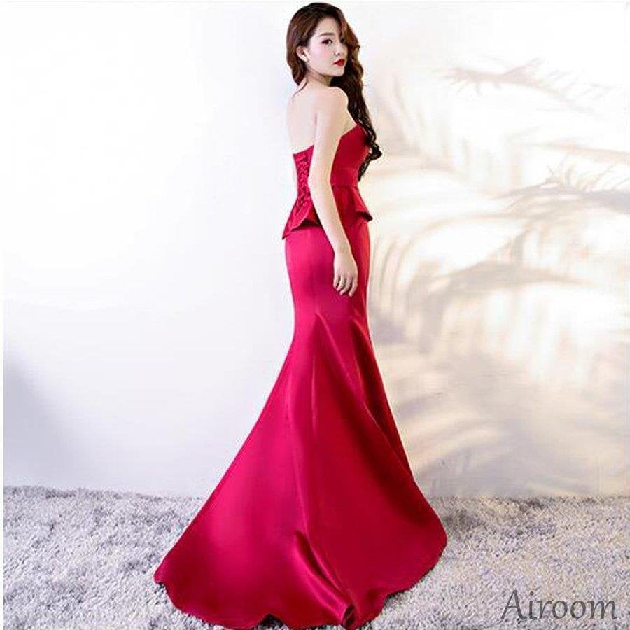 ロングドレス カラードレス ロング パーティードレス 結婚式 ウェディングドレス 二次会ドレス イブ