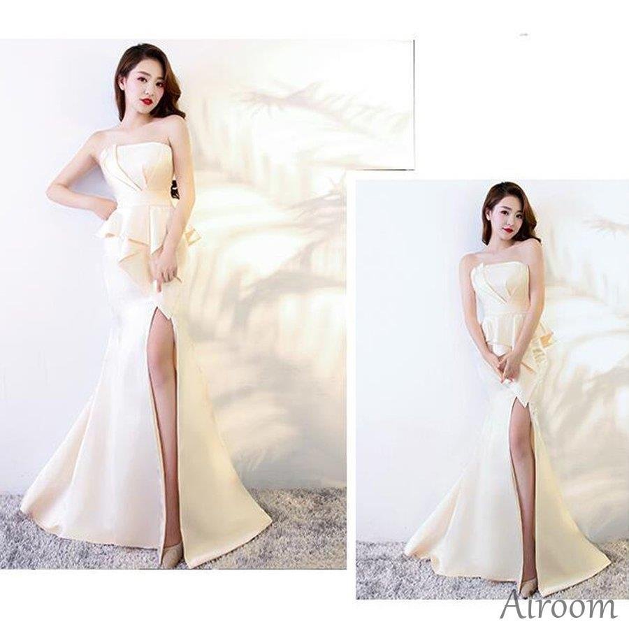 ロングドレス カラードレス ロング パーティードレス 結婚式 ウェディングドレス 二次会ドレス イブ