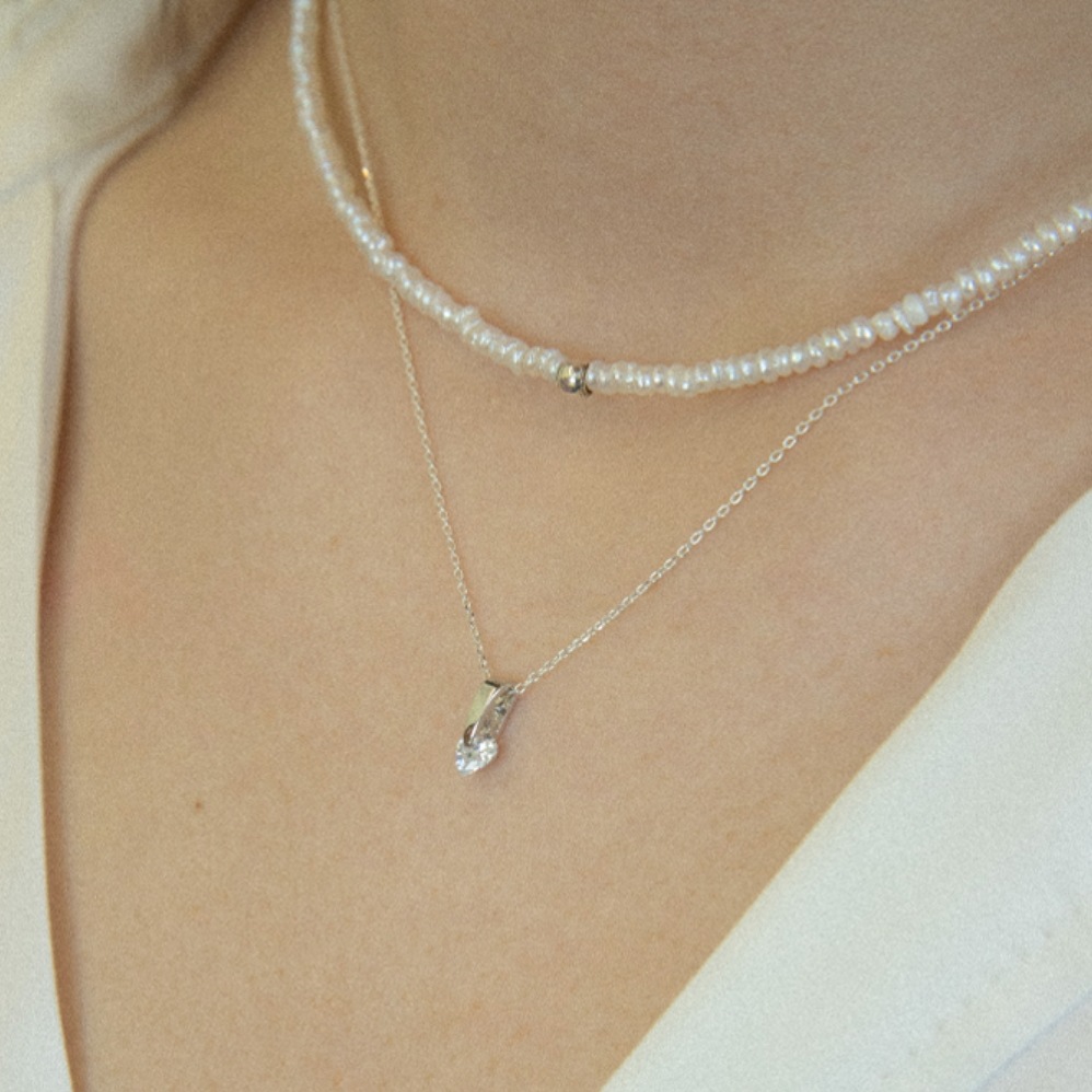 [スヨン着用] Silver925 ワンクリップ ハート ネックレス/デイリーアクセサリー韓国ジュエリー 韓国ファッション