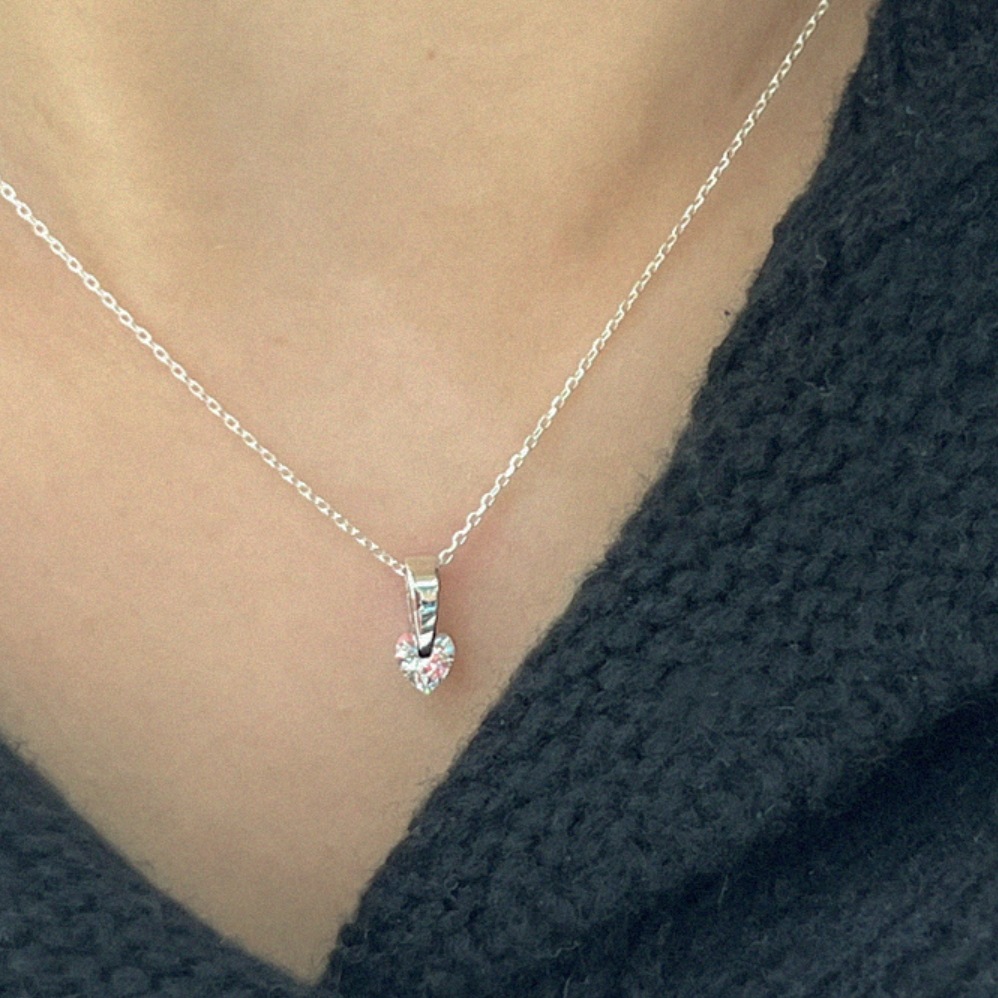 [スヨン着用] Silver925 ワンクリップ ハート ネックレス/デイリーアクセサリー韓国ジュエリー 韓国ファッション