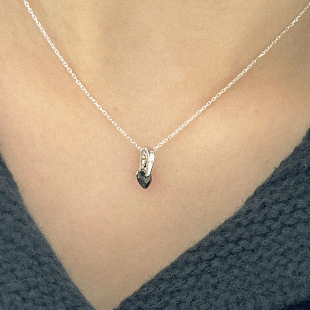 [スヨン着用] Silver925 ワンクリップ ハート ネックレス/デイリーアクセサリー韓国ジュエリー 韓国ファッション