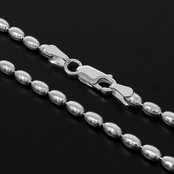 シルバーシリンダーボールチェーン 幅約3.2mm 45cm シルバー925 ネックレス