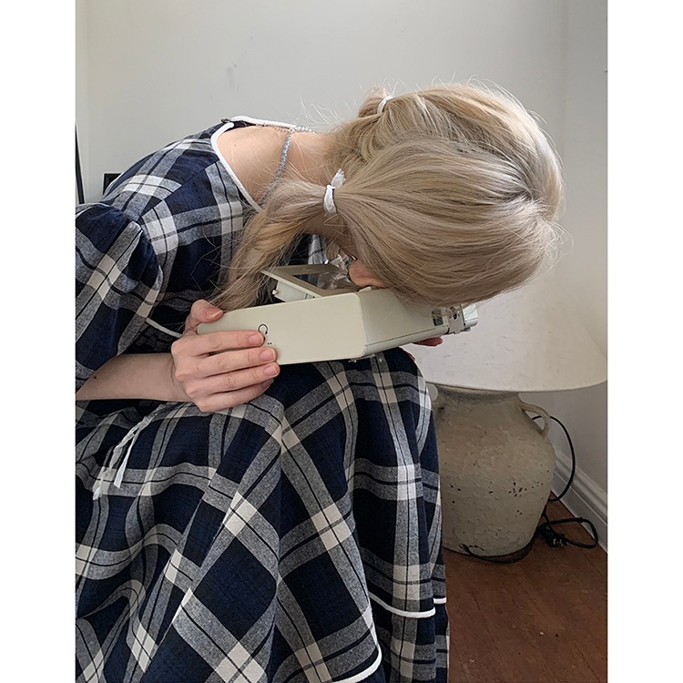 ワンピース ドールドレス プルオーバー ロングスカート シャツワンピース ロング ロング丈 袖あり 五分袖 ラウンドネック 襟なし ストレート ワイド ボタンあり かわいい 大人可愛い おしゃれ