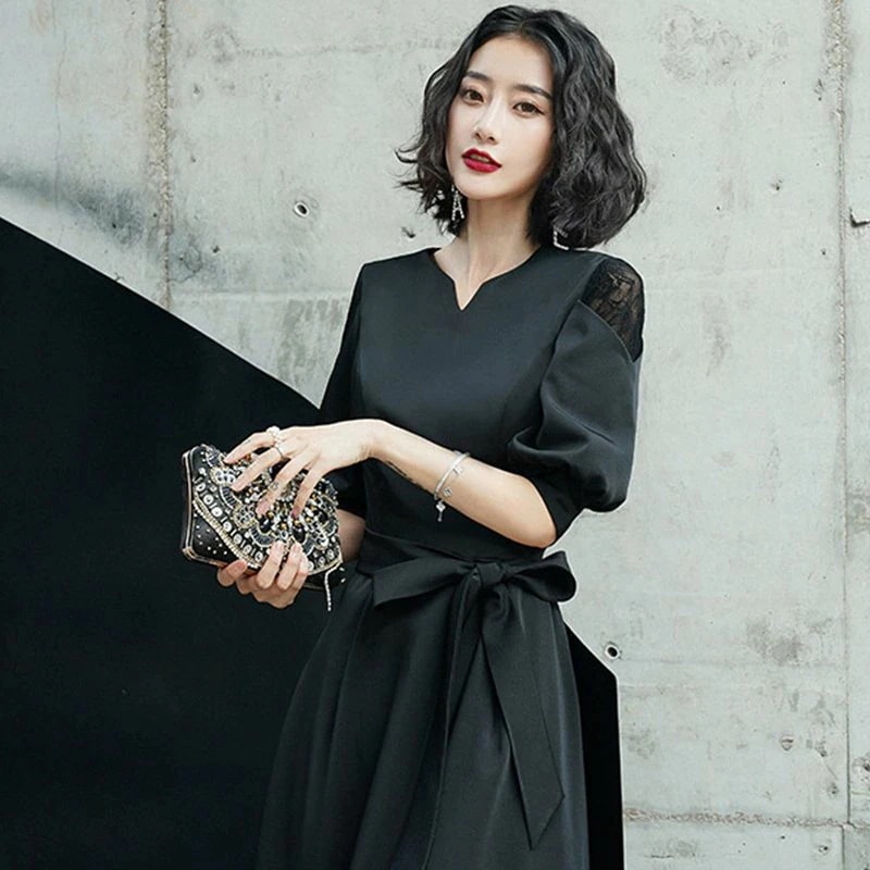 【急速出荷!】パーティードレス 結婚式 ワンピース 袖あり 大きいサイズ 夏 レース 刺繍 ドレス フォーマルドレス ミモレ丈 五分袖 オシャレ ワンピースドレス 二次会 披露宴 お呼ばれ 体型カバー