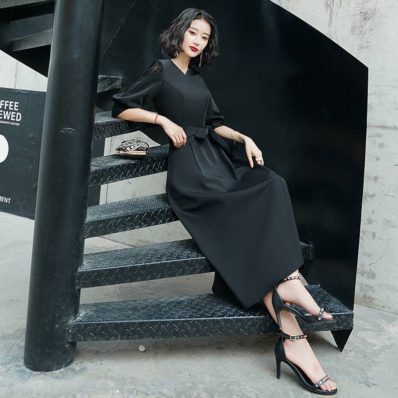 【急速出荷!】パーティードレス 結婚式 ワンピース 袖あり 大きいサイズ 夏 レース 刺繍 ドレス フォーマルドレス ミモレ丈 五分袖 オシャレ ワンピースドレス 二次会 披露宴 お呼ばれ 体型カバー