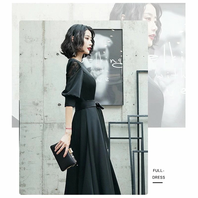 【急速出荷!】パーティードレス 結婚式 ワンピース 袖あり 大きいサイズ 夏 レース 刺繍 ドレス フォーマルドレス ミモレ丈 五分袖 オシャレ ワンピースドレス 二次会 披露宴 お呼ばれ 体型カバー