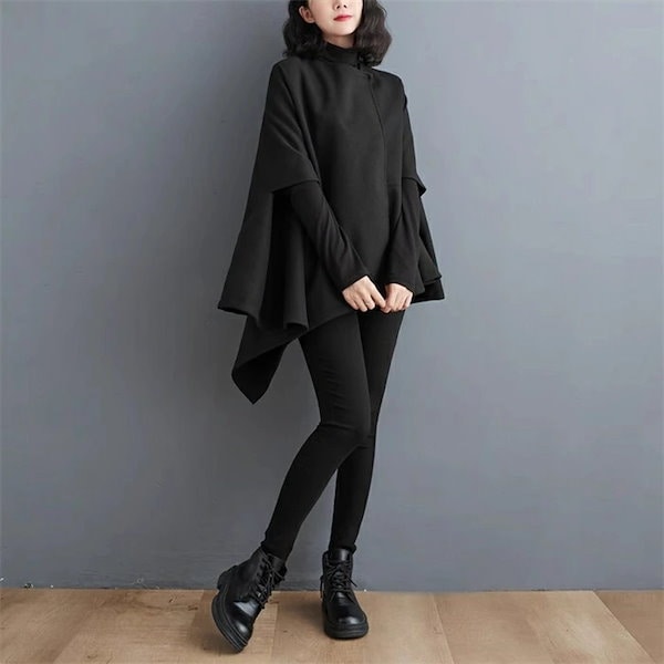 極美品 アドーア ソフトボンディングフーディーコート ポンチョ 変形 38 黒 極美品 アドーア ソフトボンディングフーディーコート ポンチョ