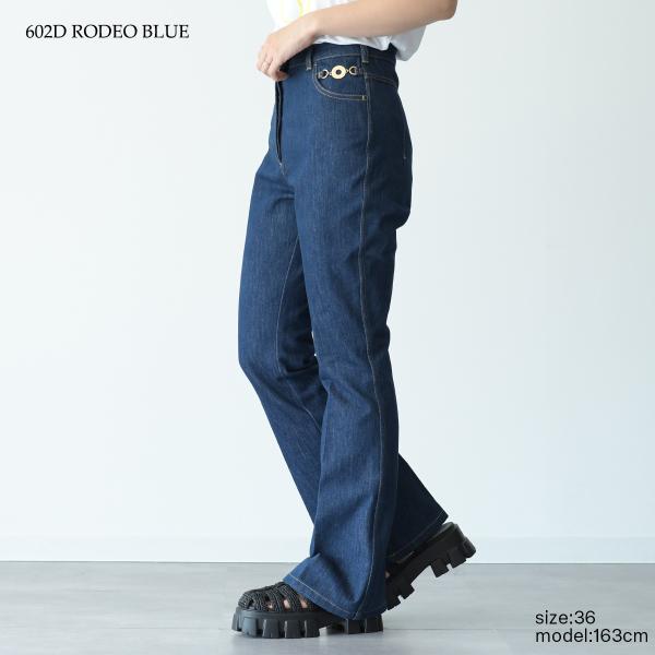 デニム ボトム フレアーパンツ TR030 0008 レディース フレアデニム ロデオブルー オーガニックコットン ロゴ チャーム 春夏 人気プレゼント
