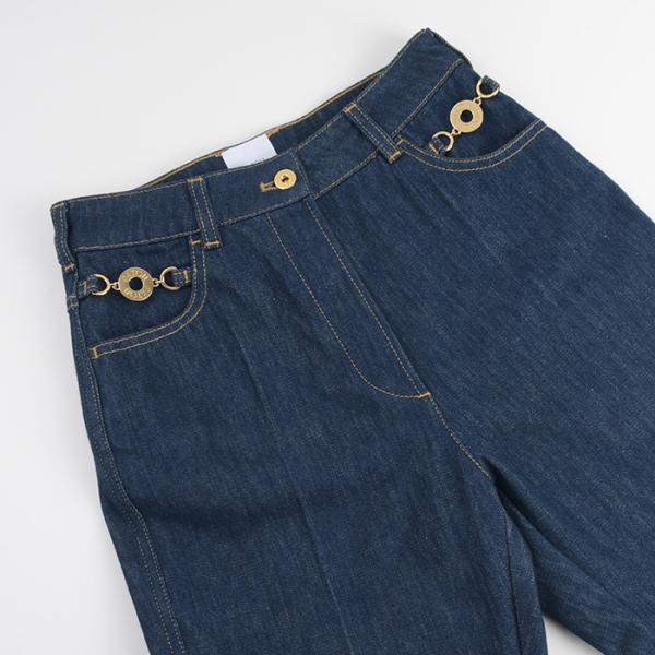 デニム ボトム フレアーパンツ TR030 0008 レディース フレアデニム ロデオブルー オーガニックコットン ロゴ チャーム 春夏 人気プレゼント