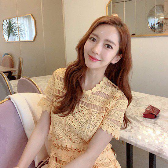 ロングワンピース レディース 大きいサイズ XL パーティードレス 黄色 イエロー 春夏 半袖 レース おしゃれ 体型カバー かわいい 大人可愛い 透け感 刺繍 結婚式 お呼ばれ 同窓 二次会