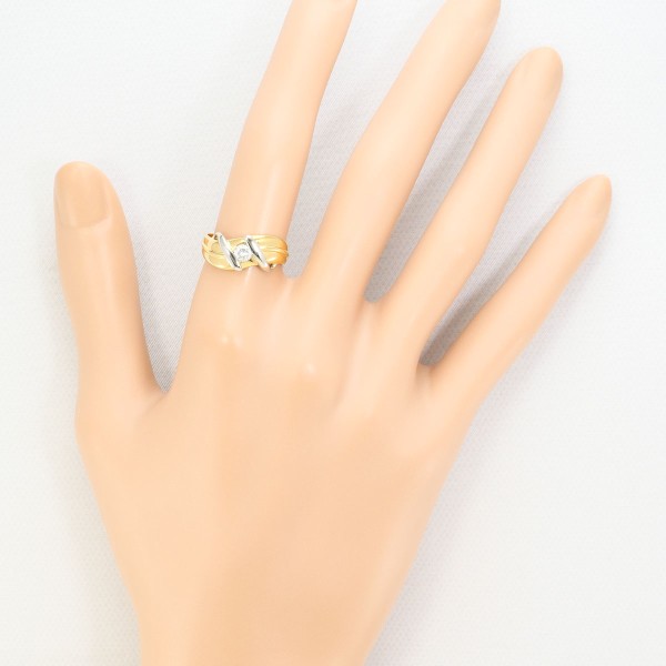 PT900 プラチナ K18YG リング 指輪 11号 ダイヤ 0.22 鑑別書 ジュエリー 中古 PT900 プラチナ K18YG リング 指輪 11号 ダイヤ 0.22 鑑別書 ジュエリー 中古