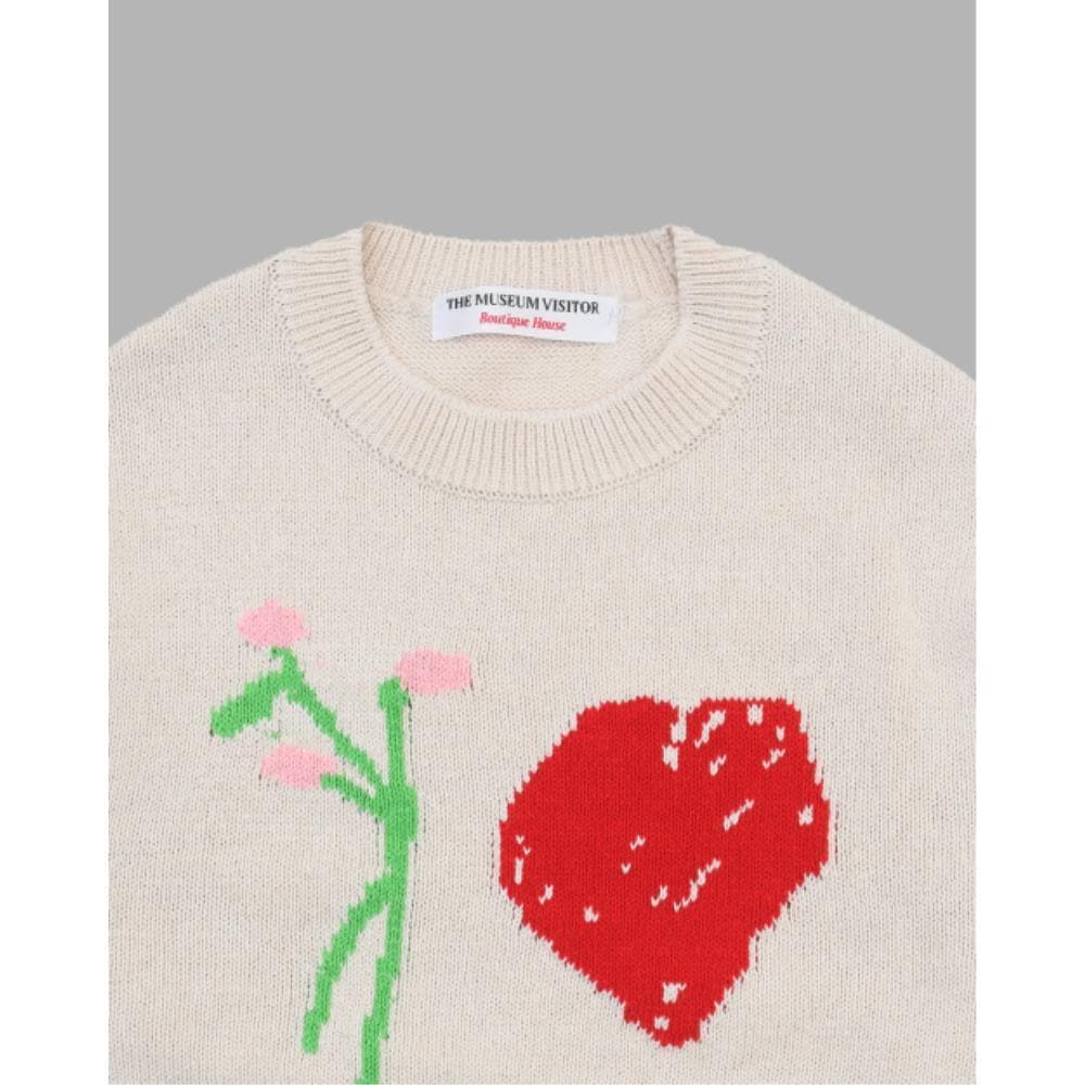 THE MUSEUM VISITOR FLOWER HEART KNIT IVORY 14898 THE MUSEUM VISITOR FLOWER HEART KNIT IVORY 14898