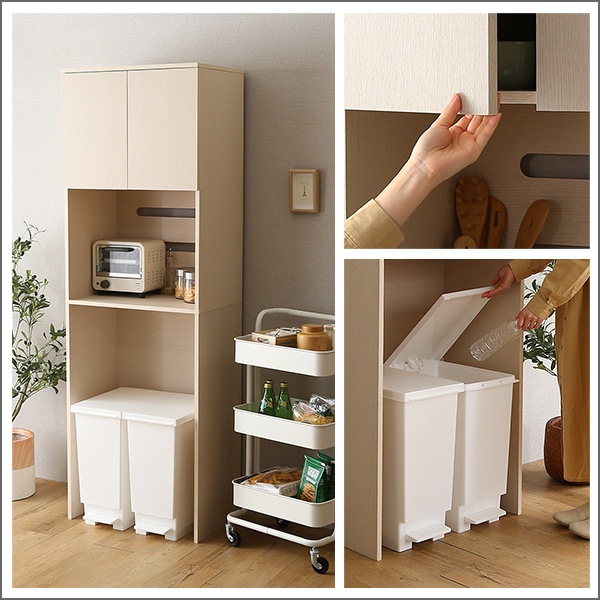 さわやかな 木製 ごみ箱上 ラック スリムタイプ 食器棚 収納 レンジ台