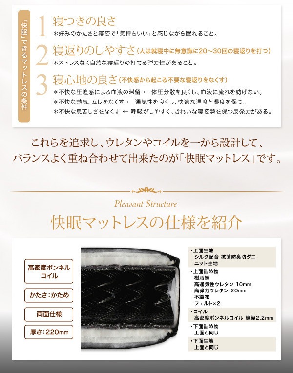 日本人技術者設計 超快眠マットレス 抗菌/防臭/防ダニ[EVA]エヴァ ホテルプレミアム ボンネルコイル 硬さ：かため ダブル ホワイト