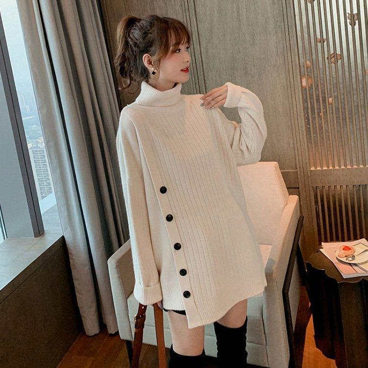 ニットセーター レディース 秋冬 長袖 セーター トップス ニットソー 無地 ハイネック 厚手 ゆったり 通勤 着痩せ 上品 お洒落 かわいい 大人可愛い きれいめ シンプル デート お出かけ