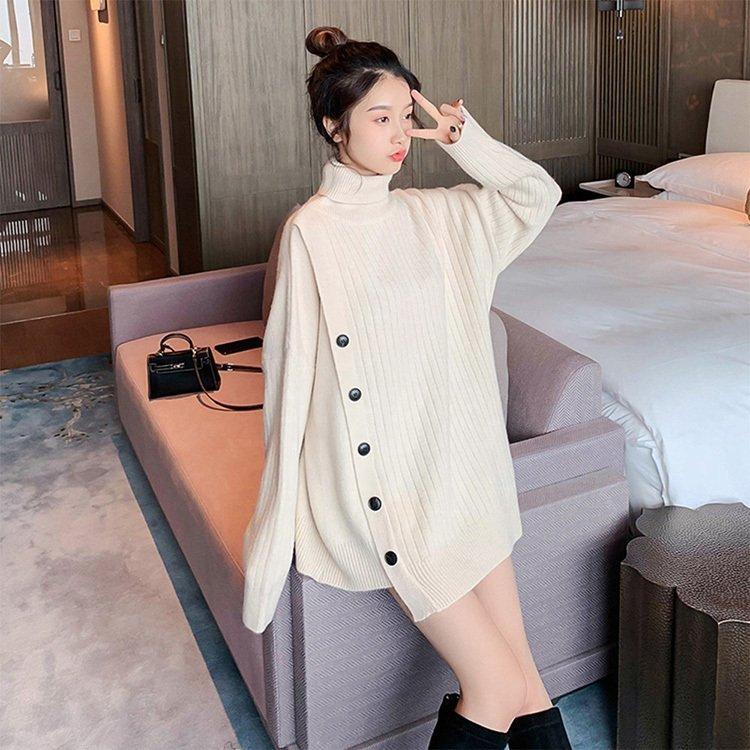 ニットセーター レディース 秋冬 長袖 セーター トップス ニットソー 無地 ハイネック 厚手 ゆったり 通勤 着痩せ 上品 お洒落 かわいい 大人可愛い きれいめ シンプル デート お出かけ