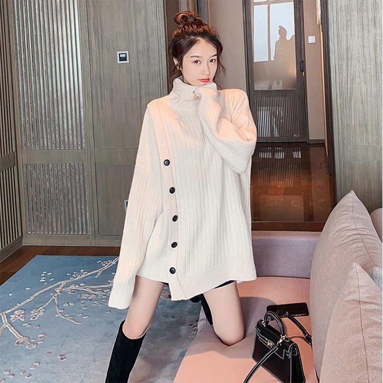 ニットセーター レディース 秋冬 長袖 セーター トップス ニットソー 無地 ハイネック 厚手 ゆったり 通勤 着痩せ 上品 お洒落 かわいい 大人可愛い きれいめ シンプル デート お出かけ