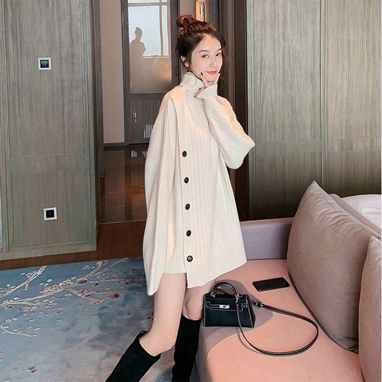 ニットセーター レディース 秋冬 長袖 セーター トップス ニットソー 無地 ハイネック 厚手 ゆったり 通勤 着痩せ 上品 お洒落 かわいい 大人可愛い きれいめ シンプル デート お出かけ