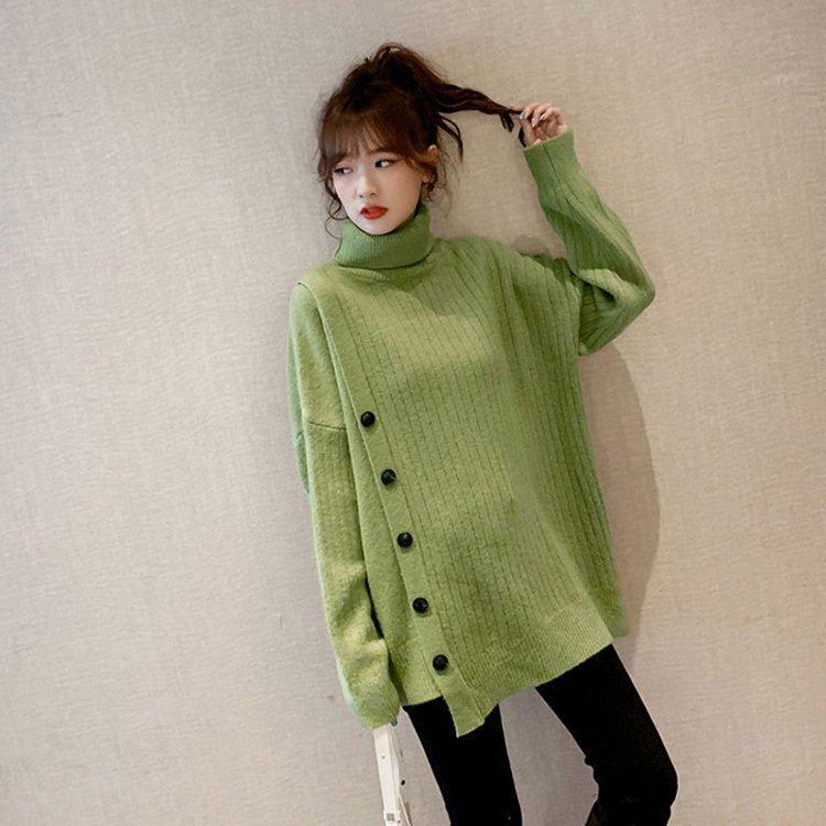 ニットセーター レディース 秋冬 長袖 セーター トップス ニットソー 無地 ハイネック 厚手 ゆったり 通勤 着痩せ 上品 お洒落 かわいい 大人可愛い きれいめ シンプル デート お出かけ