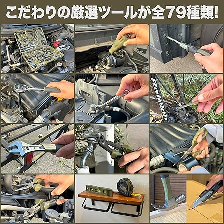 ネセクト]ツールセット 79種類 DIY&ホームメンテナンス 自動車バイク整備 工具セット トルクス ラチェット 防災用品 家具組立