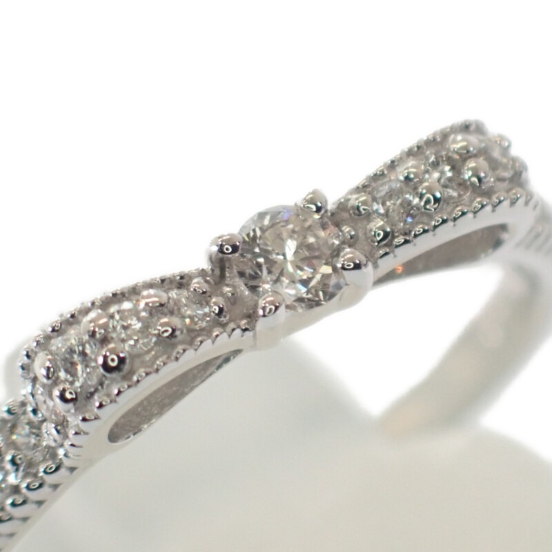 【no brand】デザインジュエリー リボンモチーフ リング K18ホワイトゴールド 11号 ダイヤモンド レディース 【no brand】デザインジュエリー リボンモチーフ リング K18ホワイトゴールド 11号 ダイヤモンド レディース