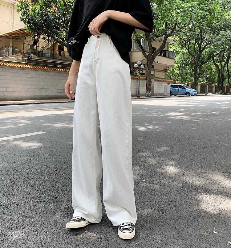 パンツ ボトム デニム パンツ Gパン ワイド パンツ ハイウエスト カラーデニム モノトーン コットン ストレート 綿 美脚 動きやすい 韓国 ヒップアップ 流行り かわいい 可愛い