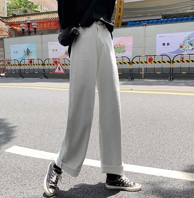 パンツ ボトム デニム パンツ Gパン ワイド パンツ ハイウエスト カラーデニム モノトーン コットン ストレート 綿 美脚 動きやすい 韓国 ヒップアップ 流行り かわいい 可愛い
