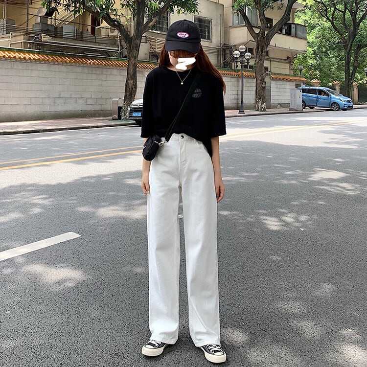 パンツ ボトム デニム パンツ Gパン ワイド パンツ ハイウエスト カラーデニム モノトーン コットン ストレート 綿 美脚 動きやすい 韓国 ヒップアップ 流行り かわいい 可愛い