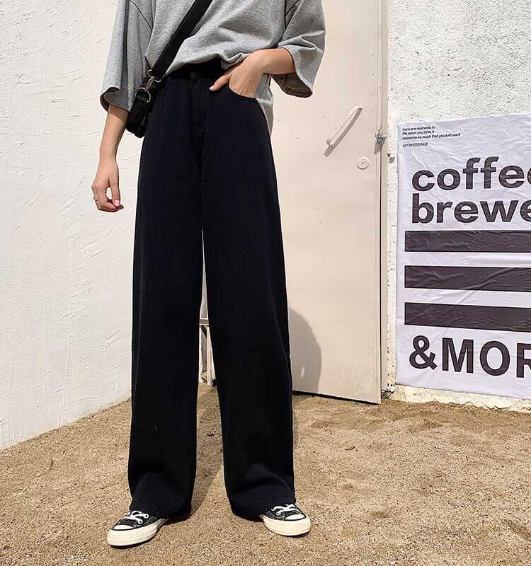パンツ ボトム デニム パンツ Gパン ワイド パンツ ハイウエスト カラーデニム モノトーン コットン ストレート 綿 美脚 動きやすい 韓国 ヒップアップ 流行り かわいい 可愛い