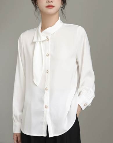 個性的 清楚系 トップス シャツ 白シャツ 袖あり 長袖 シフォン 薄手 大人可愛い きれいめ シンプル 大人 上品 おしゃれ お洒落 大人女子 こなれ感 エレガント 無地 春 夏 秋 謝恩会 二次会
