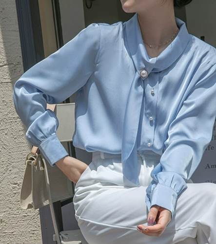 個性的 清楚系 トップス シャツ 白シャツ 袖あり 長袖 シフォン 薄手 大人可愛い きれいめ シンプル 大人 上品 おしゃれ お洒落 大人女子 こなれ感 エレガント 無地 春 夏 秋 謝恩会 二次会