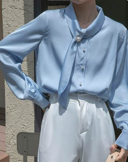 個性的 清楚系 トップス シャツ 白シャツ 袖あり 長袖 シフォン 薄手 大人可愛い きれいめ シンプル 大人 上品 おしゃれ お洒落 大人女子 こなれ感 エレガント 無地 春 夏 秋 謝恩会 二次会