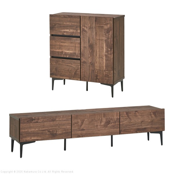 ローボード ガラス扉タイプ 幅160cm キャビネット 幅80cm 2点セット フラット テレビ台 サイドボード 脚付リビングボード 引出し 扉収納