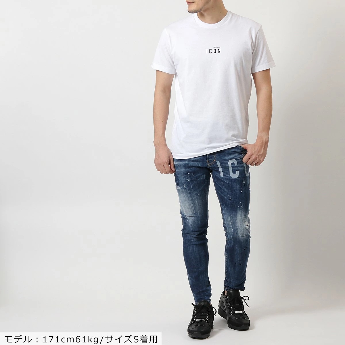 DSQUARED2 ディースクエアード S79GC0010 S23009 Icon Mini Logo T-Shirt 半袖 Tシャツ カットソー クルーネック ちびロゴT コットン 100 メンズ