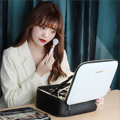 Qoo10] メイクボックス 鏡付き LEDライト ラ : バッグ・雑貨