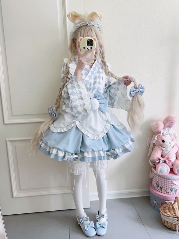 二次元 オリジナルデザインロリータ かわいい 和風改良メイドワンピース夏服 コスチューム