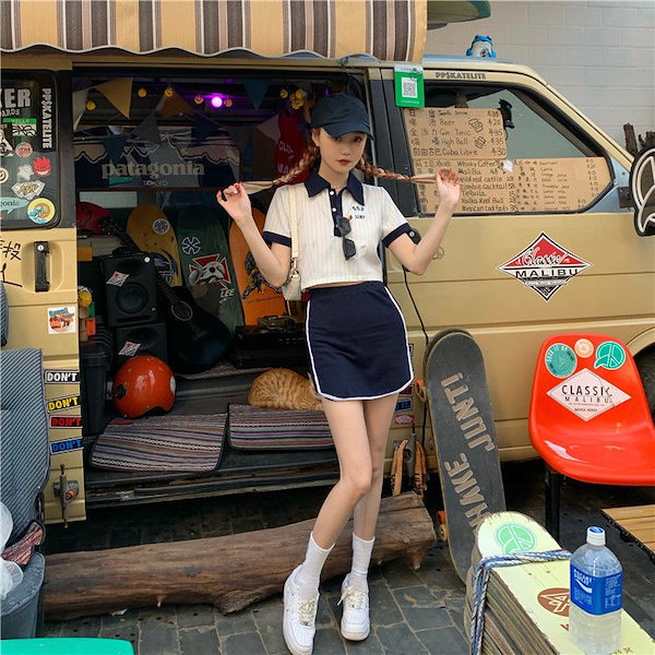 ２点テニス Tシャツ とスカート Qoo10] 2点セット！テニスウェア Tシャツ テニ