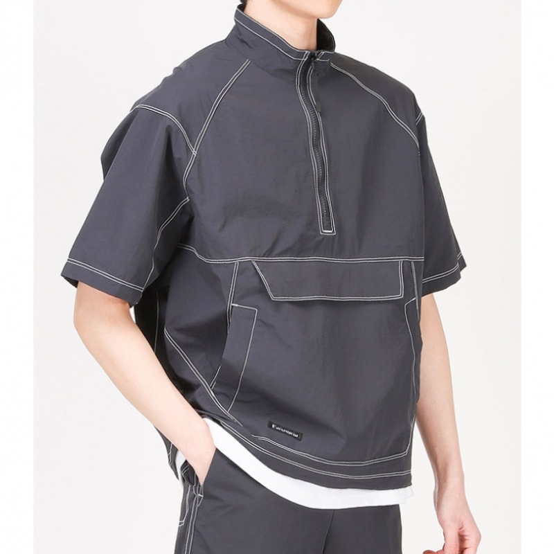[Juans] オーバーフィットストリングステッチカラーショートスリーブアノラックPWJP2146