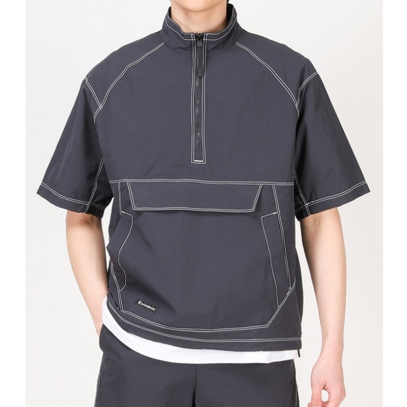 [Juans] オーバーフィットストリングステッチカラーショートスリーブアノラックPWJP2146