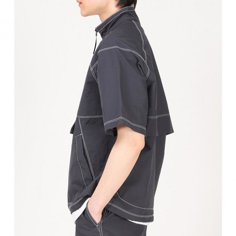 [Juans] オーバーフィットストリングステッチカラーショートスリーブアノラックPWJP2146