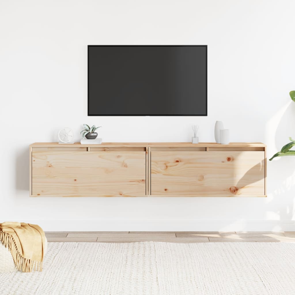 ウォールキャビネット 2点 80x30x35 cm パイン無垢材 ウォールキャビネット 2点 80x30x35 cm パイン無垢材