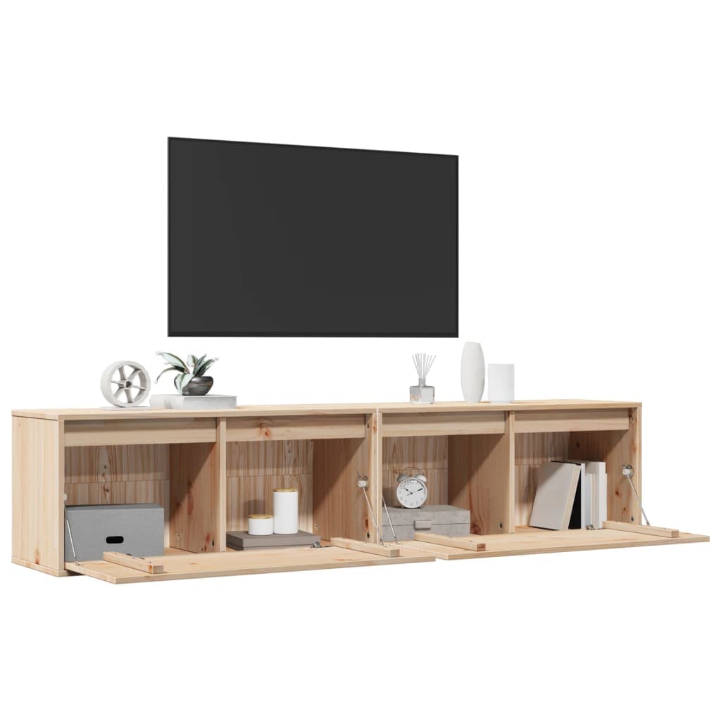 ウォールキャビネット 2点 80x30x35 cm パイン無垢材 ウォールキャビネット 2点 80x30x35 cm パイン無垢材